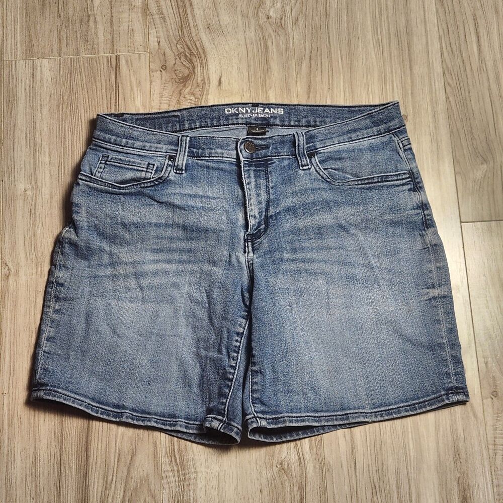 DKNY Jeans Bleeker Shorts Womens 8 Blue Denim Mid Rise Stretch Casual Shorts